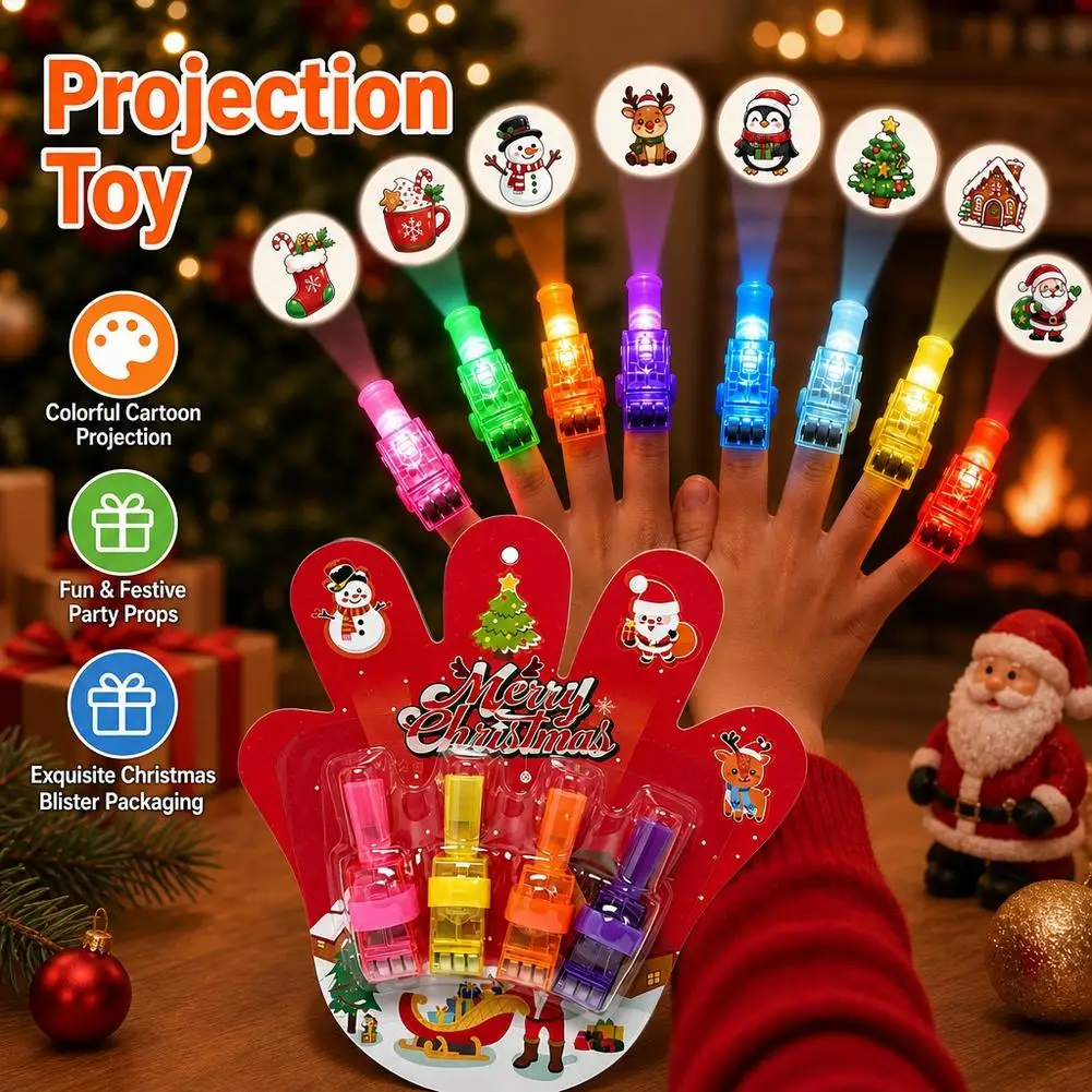 Halloween Finger Lights Christmas Party Finger Projector Lights Glow in the Dark Light Up Toys Stocking Stuffers Xmas Gifts