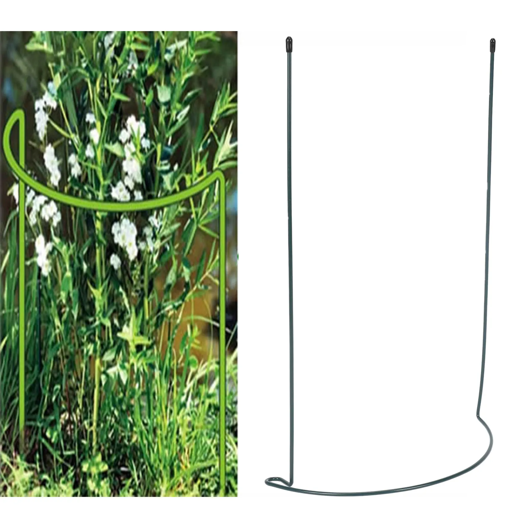 

A89Q-Plant Support Stake, 8-Pack Half Round Metal Garden Plant Supports, Green Garden Plant Support Ring, Garden Border
