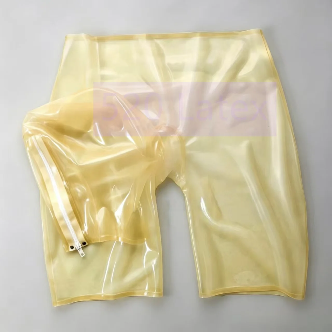 

Transparent Latex Men's shorts With Unisex Hood No Nose Hole Cosplay Halloween Party Costume
