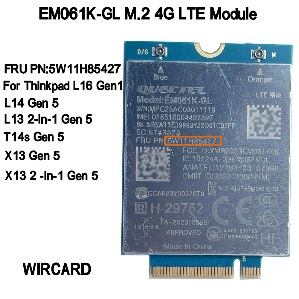 

EM061K-GL 4G LTE Module Cat6 300Mbps M.2 4G Card For L16 Gen1 L14 Gen5 X13 Gen5 T14s Gen5 Laptop