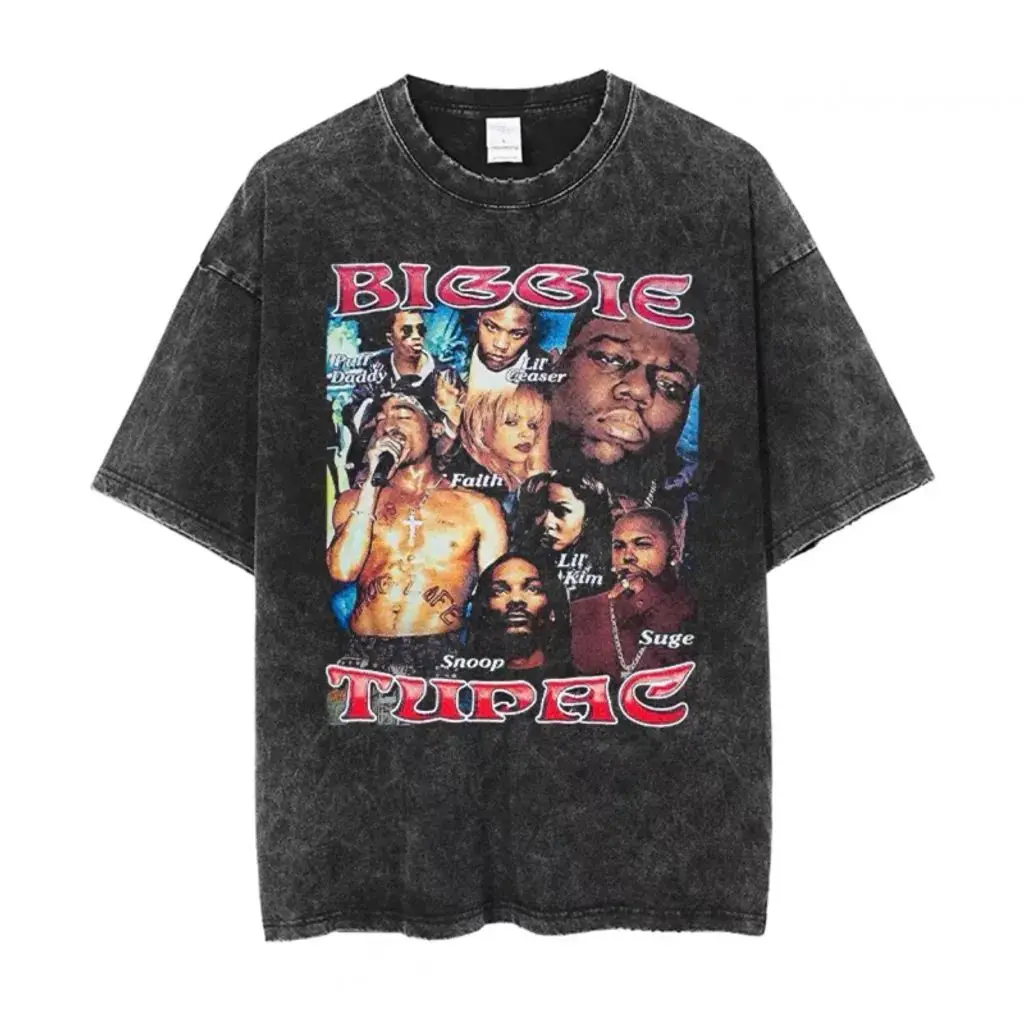 

Футболка с принтом стираного репера для мужчин и женщин, которую можно носить, свободная версия, показывающая четкую, дышащую и удобную текстуру.