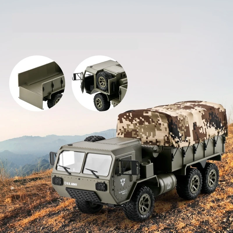 Remote Control Scale Wheeled Truck 1:16 Remote Control Vehicle Model Six Wheel Drive Wifi Cameras Simulation Military Card Rc