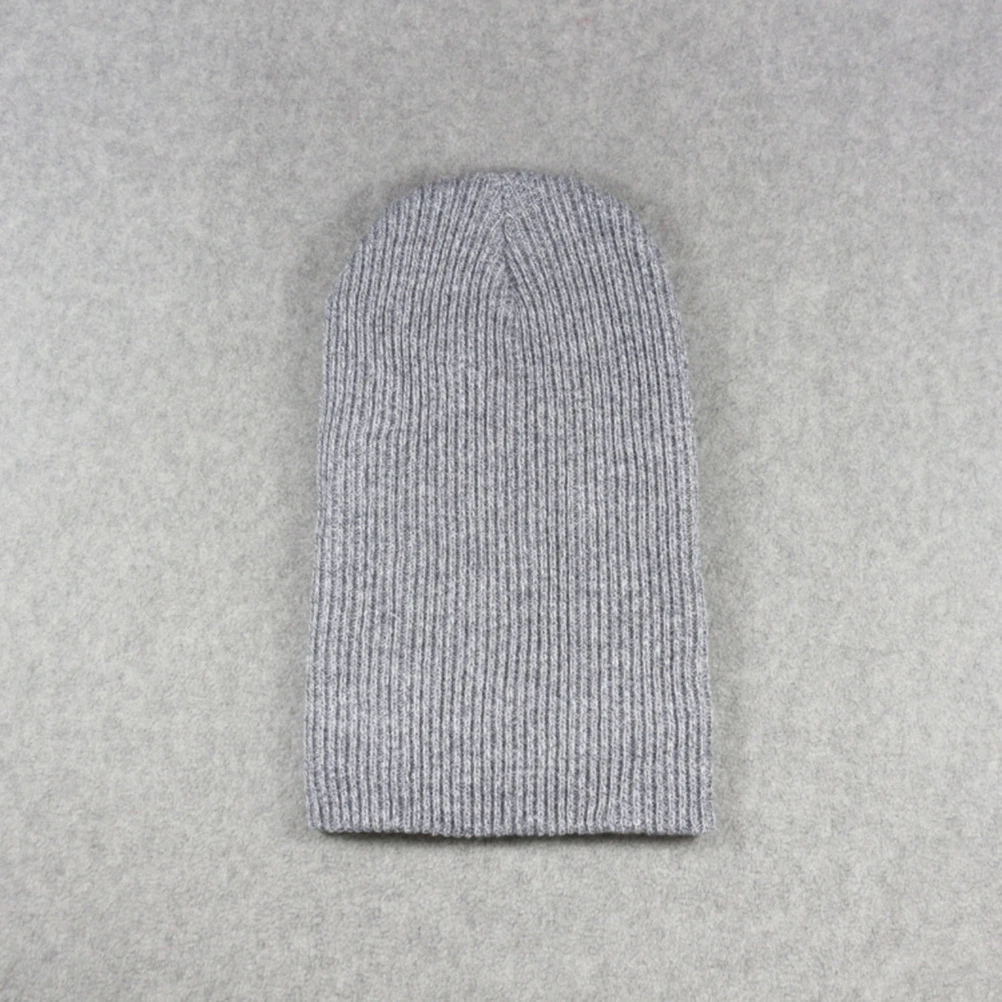 

Fashionable Unisex Winter Hat Knitted Beanie Warm Ski Cap Hip-Pop Street Dance Hat For Men Women Light Gray Machine