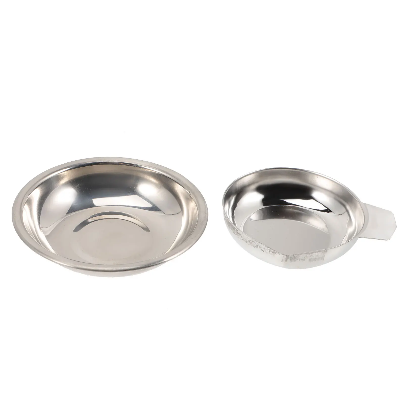 

2pcs Stone Measuring Cup Spout Tray Stainless Steel Weighing Dish Electronic Scale Accessories Jewel Measurement Tool Small