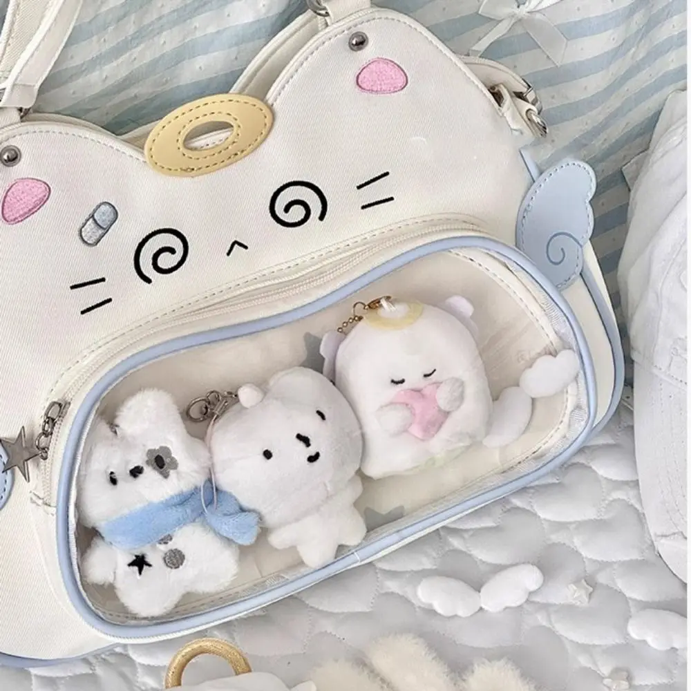 Portable Zipper Bag Kawaii Cat Itabag PU Cotton Doll Bag Transparent Pocket Wallet Badge Storage Bag Fashion Backpacks Men image 5