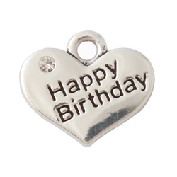 50pcs Alloy Mum Friend Dad Nana Nanny Mummy Sister Heart Good Luck Happy Bitherday Pendant Charms 15*17mm