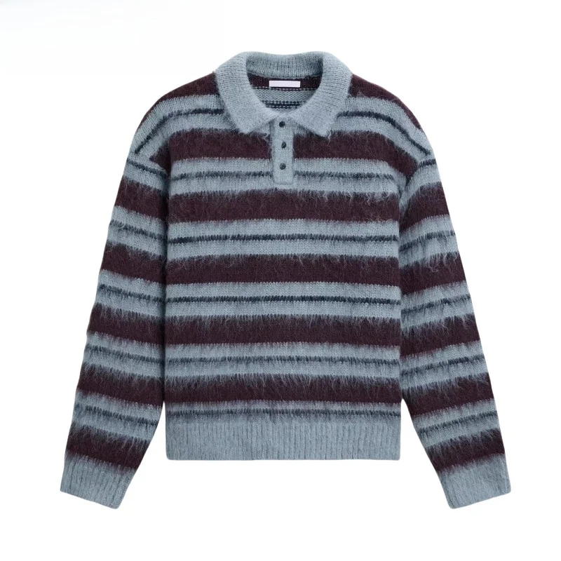 

Autumn Winter Men's Knitted Long Sve Fce Lined Casual irt Turn down Collar Sweater Busin Casual Sle ular...