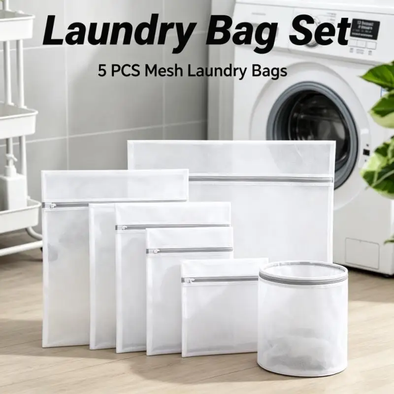Mesh Laundry Bags Set Fine Delicate Lingerie Shirt Storage Machine Wash Anti Deformation Winding Clothes Protector College Dorm
