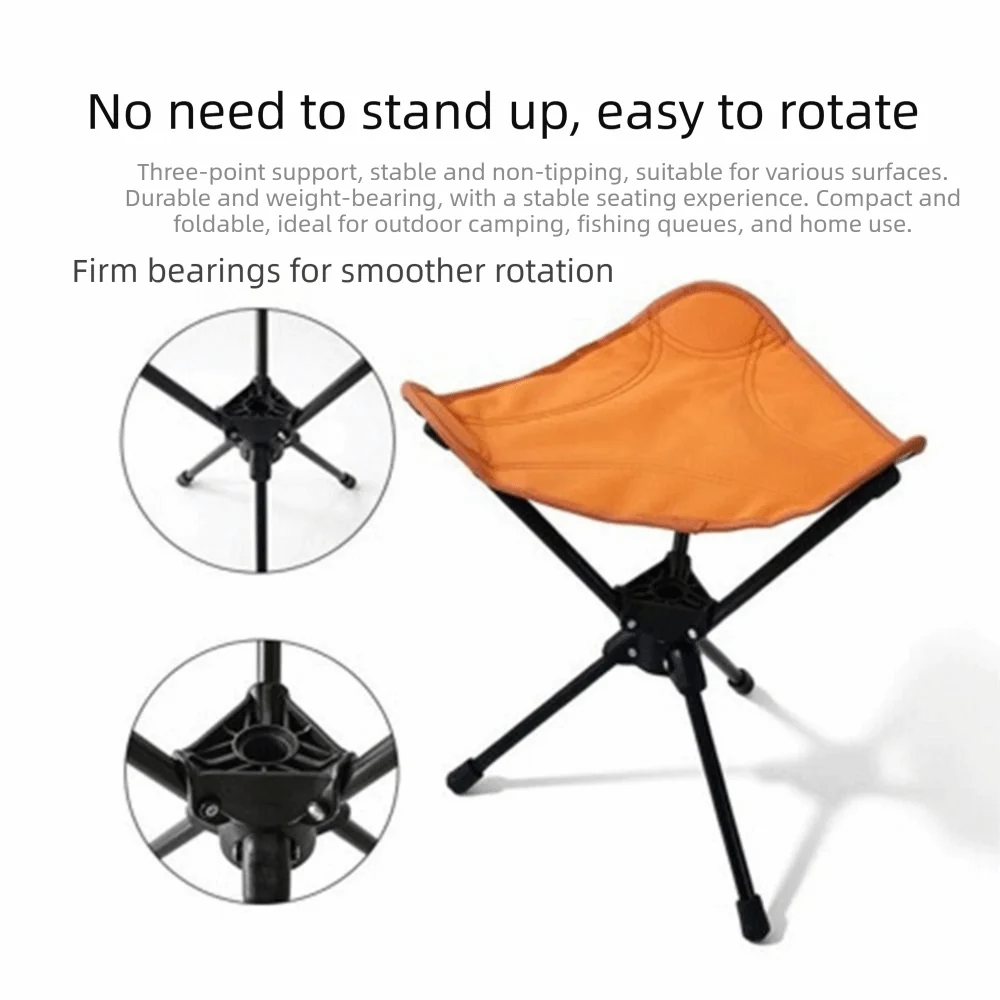 Three Legged Folding Rotating Stool Foldable Strong Load-bearing Camping Stool Wear-resistant Multifunctional Mazza Stool