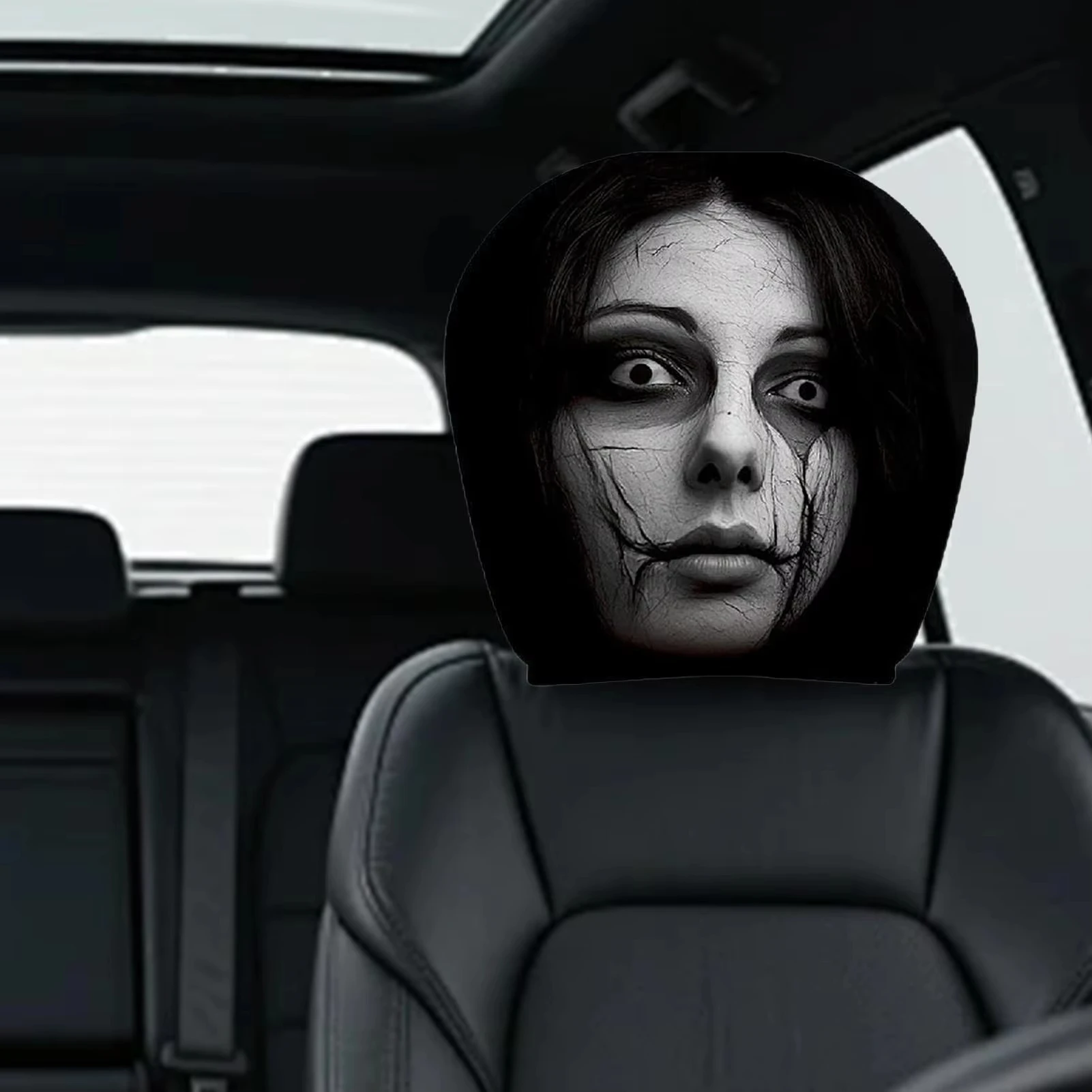 Car Headrest Covers Universal Elastic Fit Horror Theme Skull Design Funny Playful All Occasions Seat Protectors Car Accessories