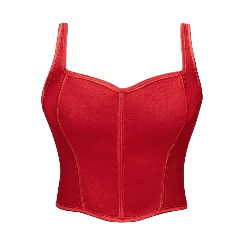 

Сексуальный короткий красный топ без косточек для девочек, цвет кожи, полиэфирная ткань, регулируемый бесшовный всесезонный бюстгальтер без молнии