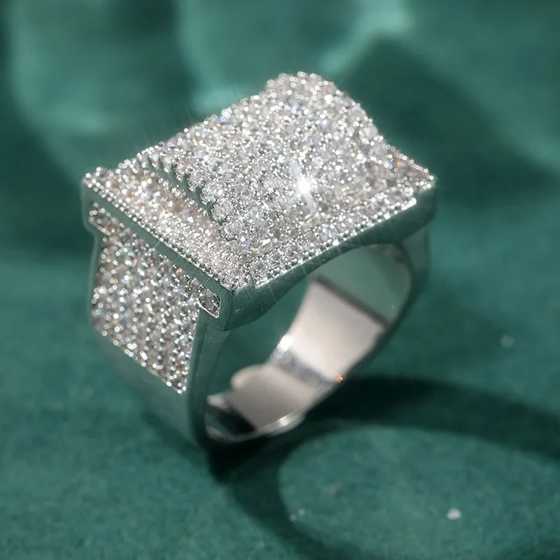 Glänzender Silberfarbener Ring mit Eingelegten Weißen CZ-Steinen für Damen Tägliches Tragen Party Verlobungsschmuck – Detail 4