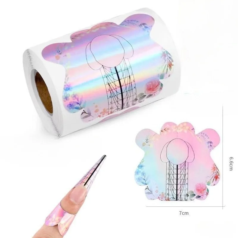 100/300Pcs Per Roll Butterfly Nail Forms Paper Tip for French Manicure UV Gel Nail Extensions Self Adhesive Stencil Molds Wrap
