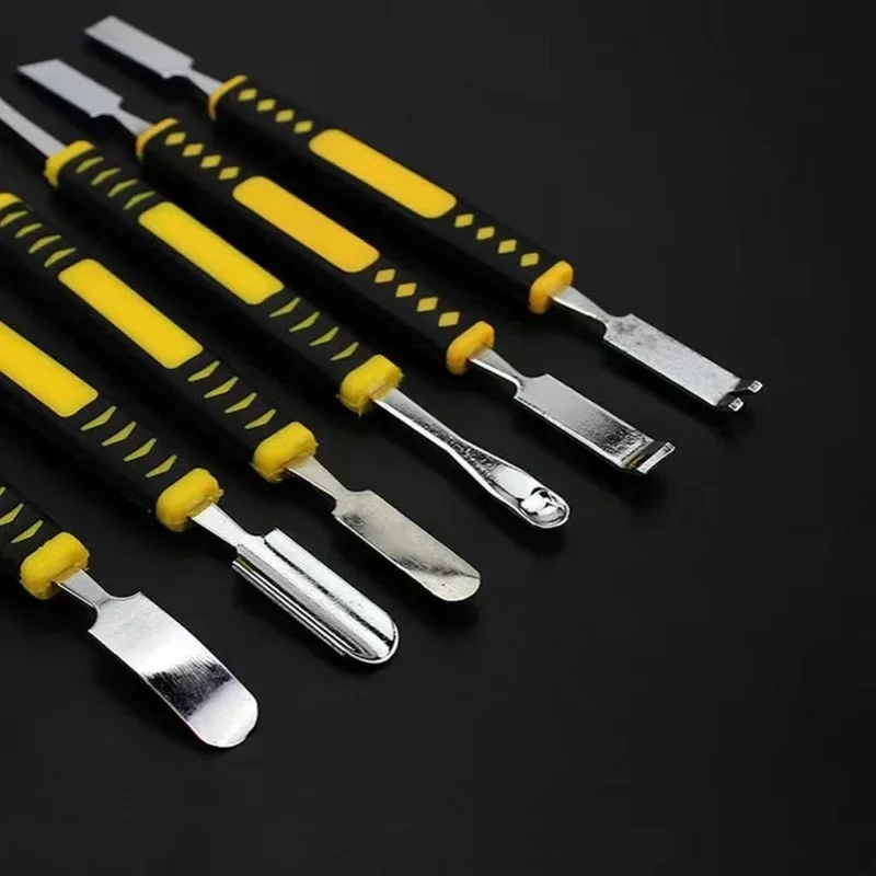 Piede di porco in metallo Set da 6 pezzi Kit di strumenti di riparazione universale per telefono Strumento di apertura a leva Kit piede di porco per smontaggio in metallo Strumento di riparazione elettronica