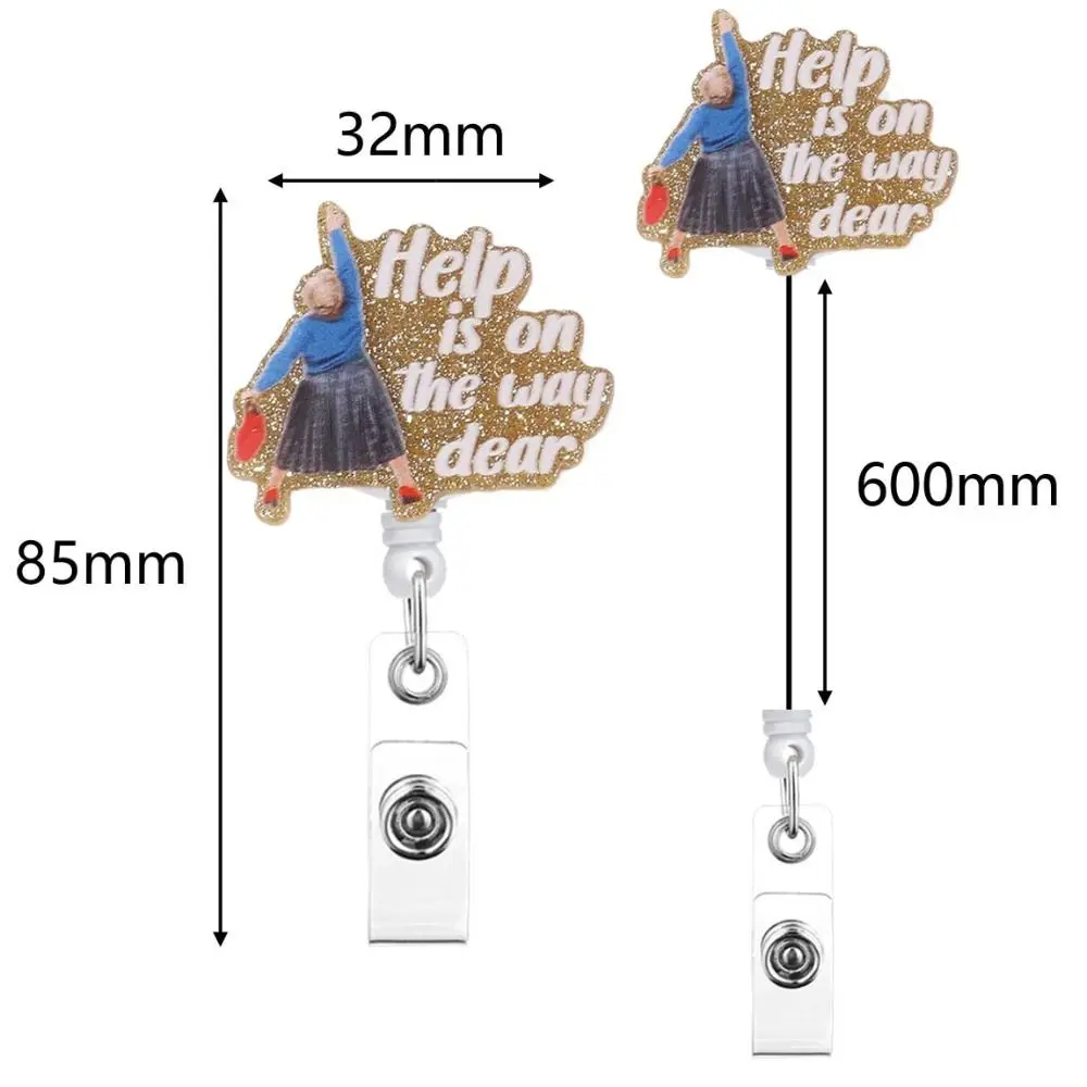 Домопомощь в пути, дорогая выдвижная катушка для бейджа, акриловый блестящий держатель для бейджа, милый выдвижной держатель для имени