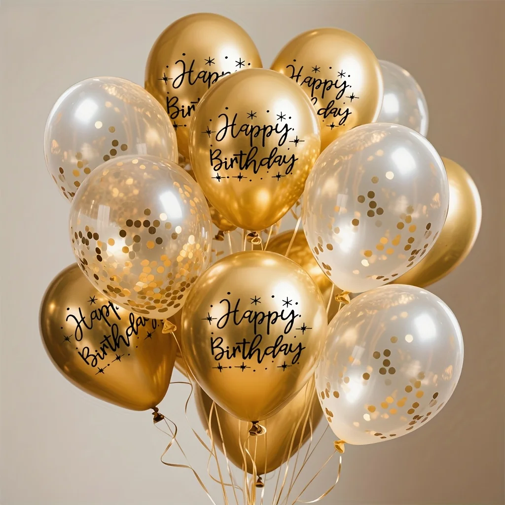 Geburtstagsparty-Luftballons - Metallische Goldballons & Gold-Konfetti-Ballons - Goldballon-Dekorationsset