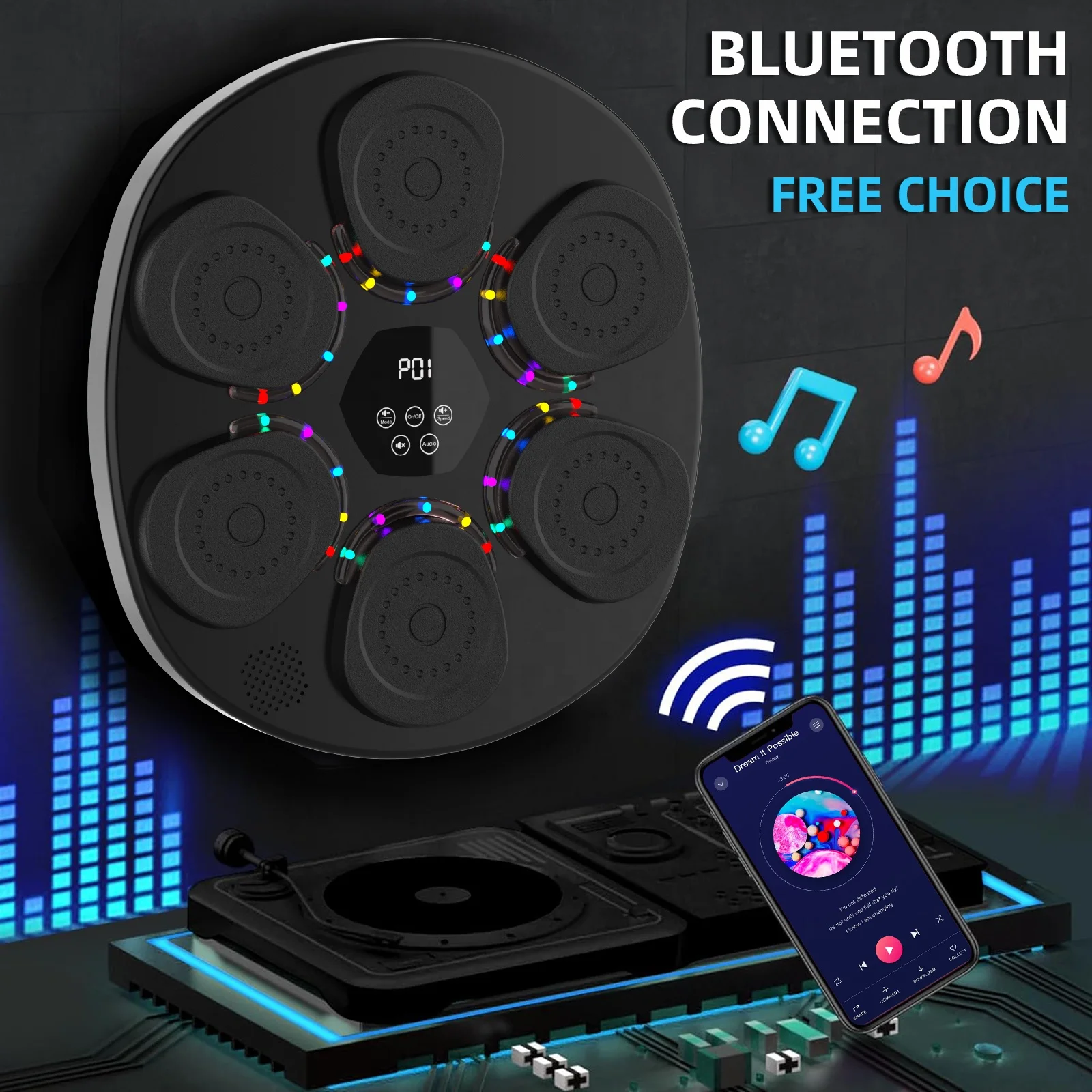 Smart Music Punching Boxing MachineTraining New Style Wall Target Pad Light Up Electric Smart Music Boxing Machine For Adult