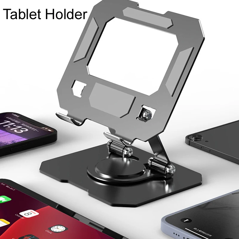 PC Tablet Steel Stand Holder 360° Rotation Adjustable Adjustable Mount Bracket For iPad Pro Mobile Phone Desk Bracket 4-15 Inch