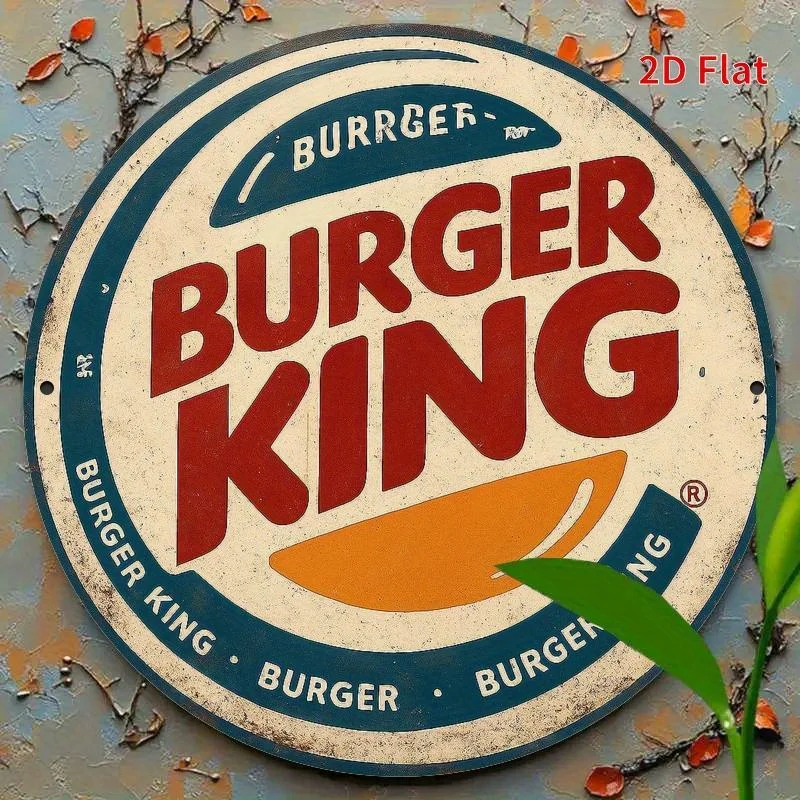 Burger King Retro-Holzlogo – Rot-weiße Burger King-Logodekoration – Zuhause, Büro, Garage, Café – Detail 3