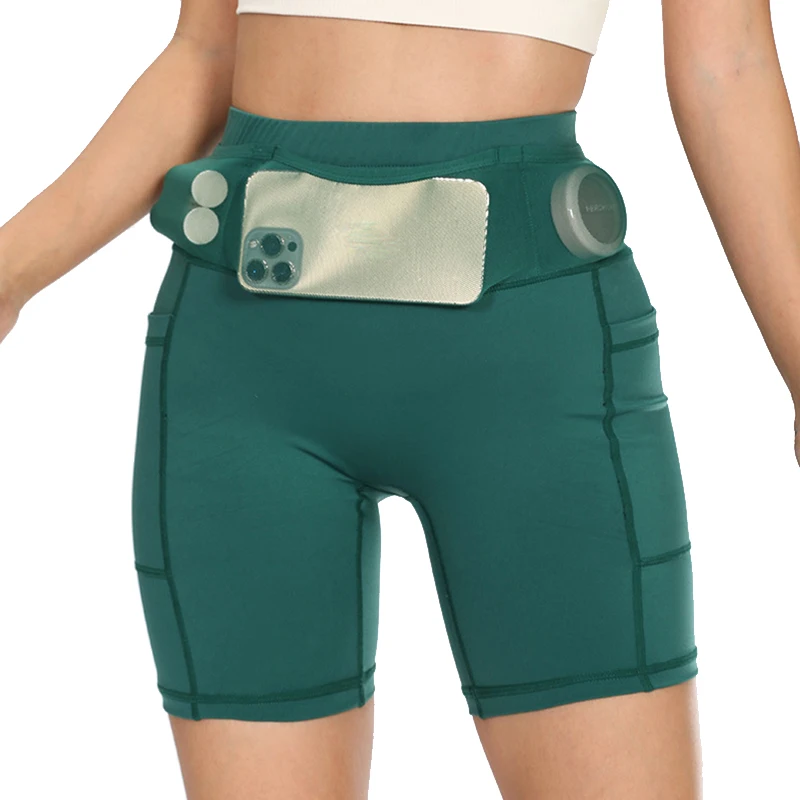 (S-XL) pantaloncini da corsa da maratona ad asciugatura rapida da uomo e donna con marsupio collant da palestra a compressione pantaloni corti sportivi da Yoga Fitness