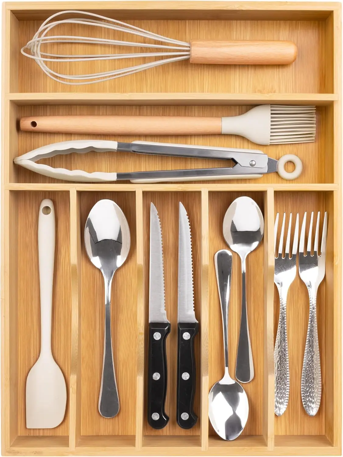 

Natural Utensil Organizer 12.5 Inch Silverware Organizer for Drawer Utensil Holder Cutlery Organizer