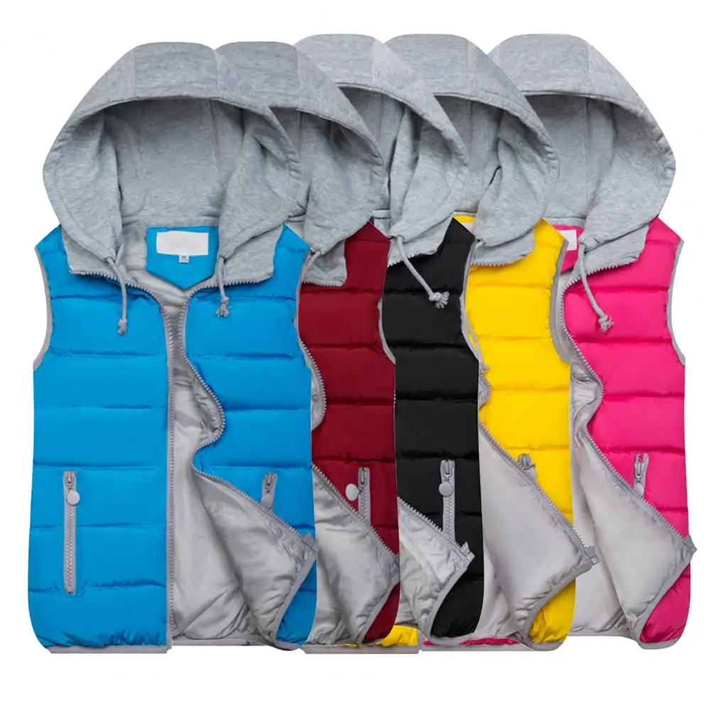 صدرية بقلنسوة للنساء ، ملابس شارع أنيقة ، سترة بلون متباين ، سترة قطنية مع جيوب