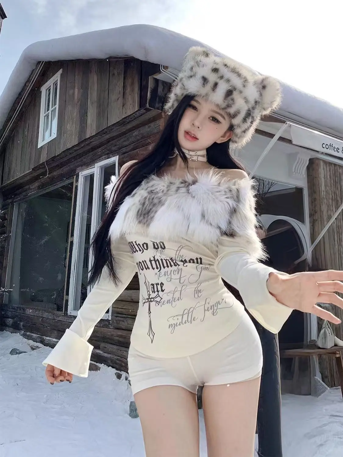 Fall Winter Women Shoujo Y2k Coquette T-shirts Slash Neck Tees Long Sleeve Crop Tops 2000s Aesthetic Design Gyaru Korean Fashion