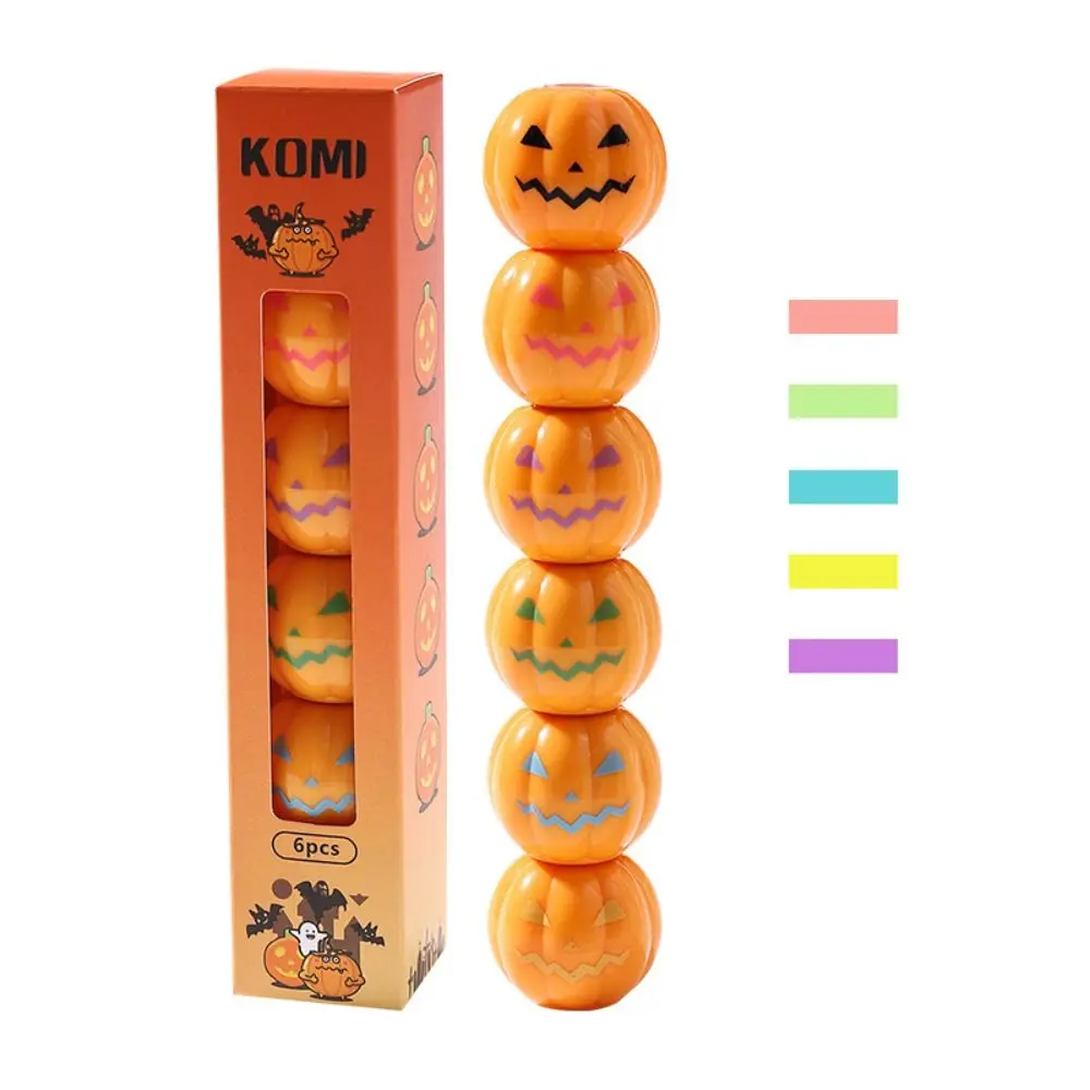 

5 Colors Pumpkin Highlighter Halloween Gift Graffiti Markings Fluorescent Pen Stationery Supplies Watercolor Highlighter