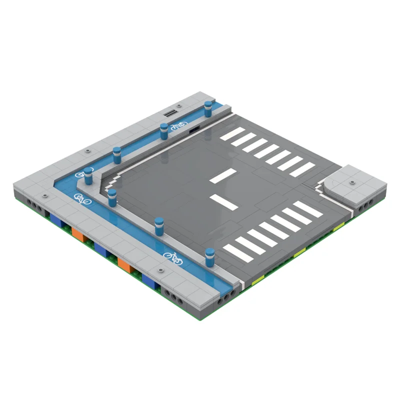 مدينة شارع عرض Moc اللبنات MILS الطريق دراجة حارة - منحنى نموذج التكنولوجيا الطوب الجمعية عطلة البناء لعبة الهدايا