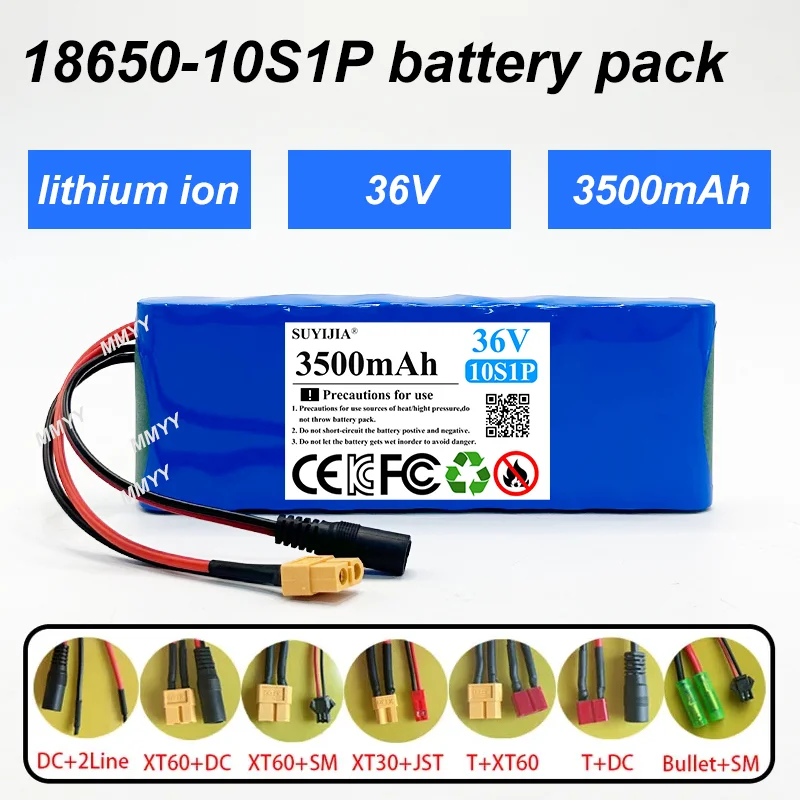 

New 10S1P 36V 3500mAh Battery Pack 3.5Ah 18650 Lithium Li-ion Rechargeable Batteries Electric Car Bicycle Scooter 20A BMS 500W