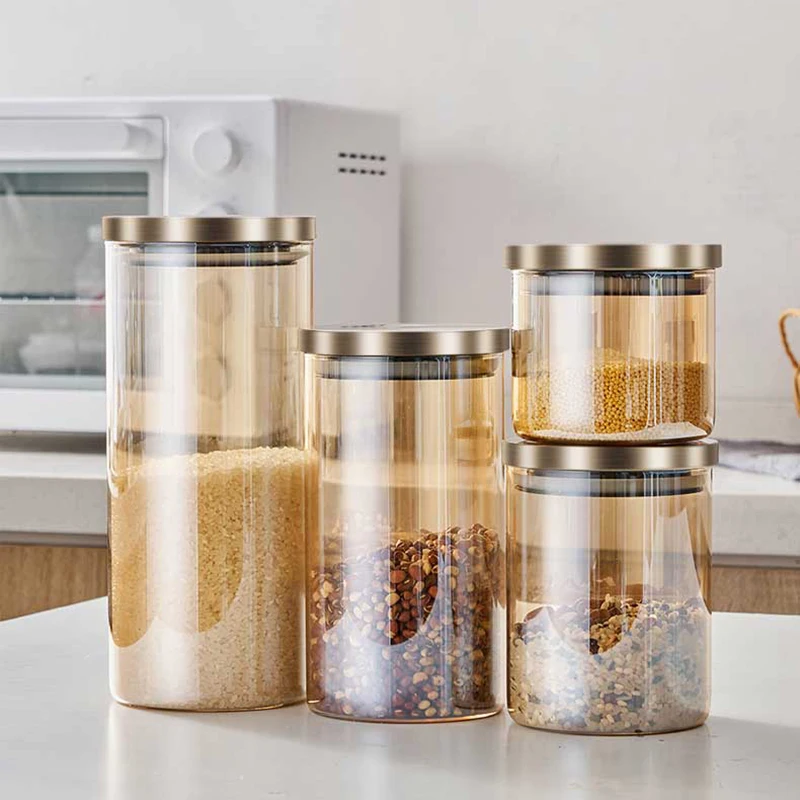 1400ml Glass Storage Jar Candy Nut Coffee Bean Storage Bottle with A Lid Kitchen Dried Grain Dried Fruit Medicine Sealed Jar New