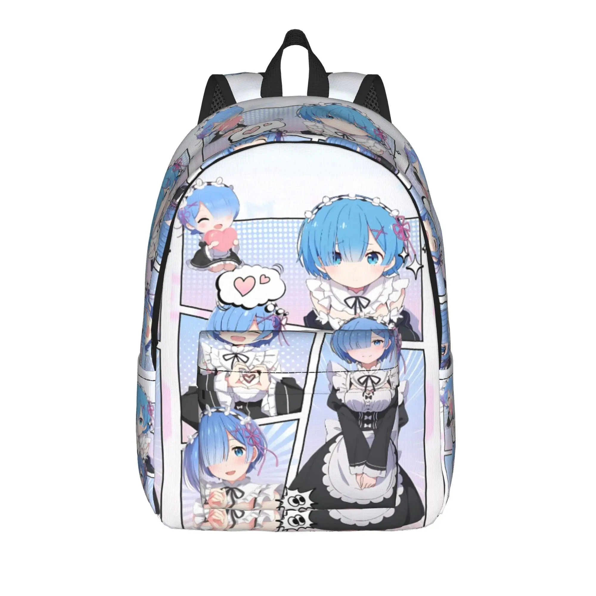Fashion Cute Re ZERO Anime Rem Backpack  Mochilas Dual-Use Hiking Large Capacity Rucksack