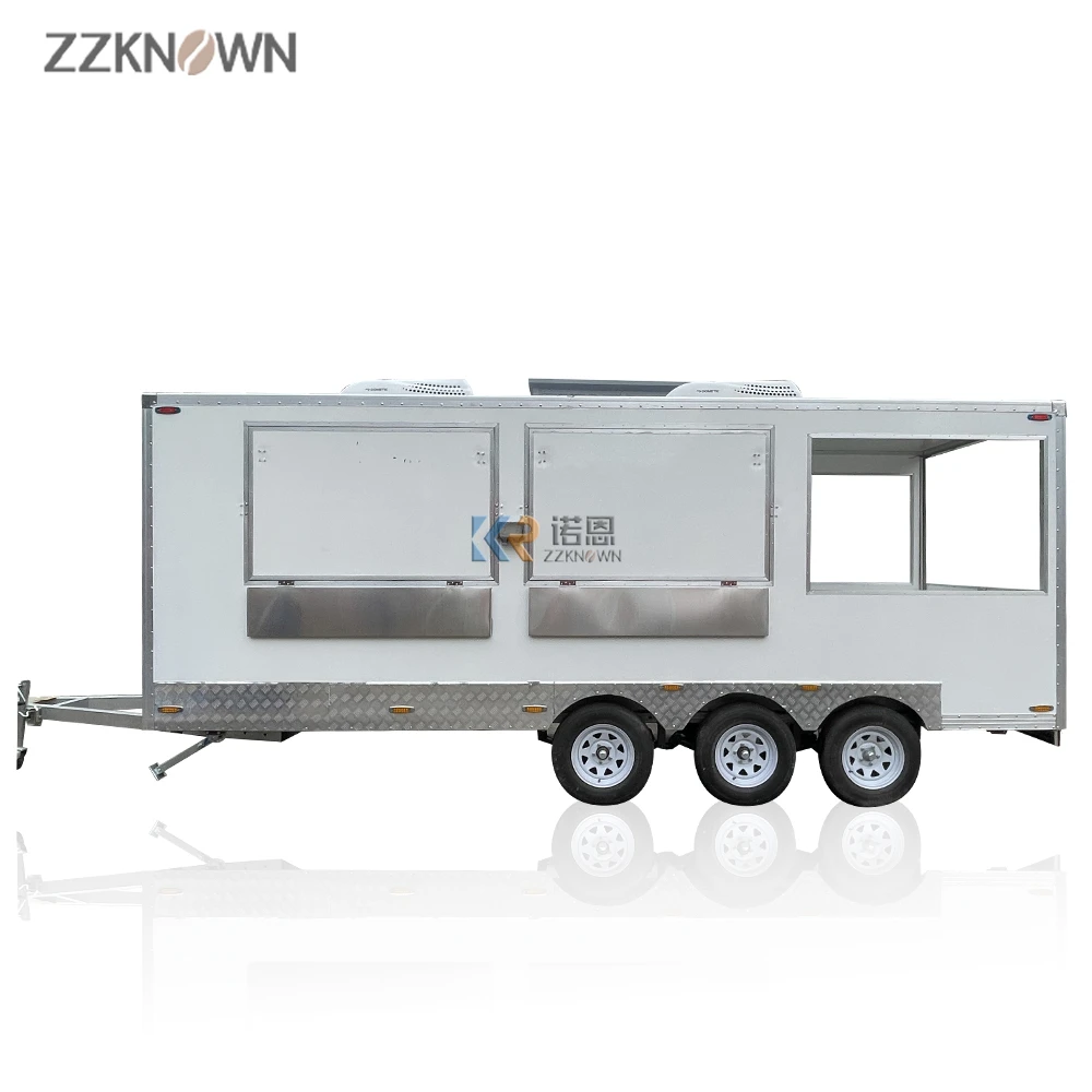 OEM 5.7M 18ft Length Mobile Customize Food Trailer Cart Ice Cream Pizza Hot dog Trailer Towable with Back Round Oven