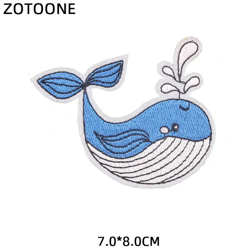 ZOTOONE Iron-on Shark Dolphin Patches Sew on Badge for Clothes Jeans Heat Transfers Embroidery for Kids DIY Patch Appliques G