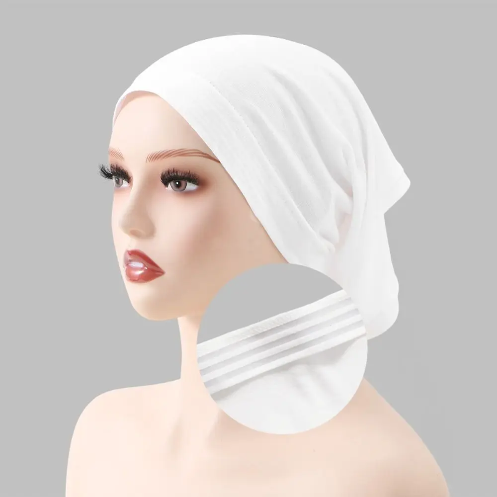 

Solid Color Muslim Hijab Cap Stretch Material Instant Wear Elastic Turban Hat Antislip Strips Breathable Turban Hat Daily Use