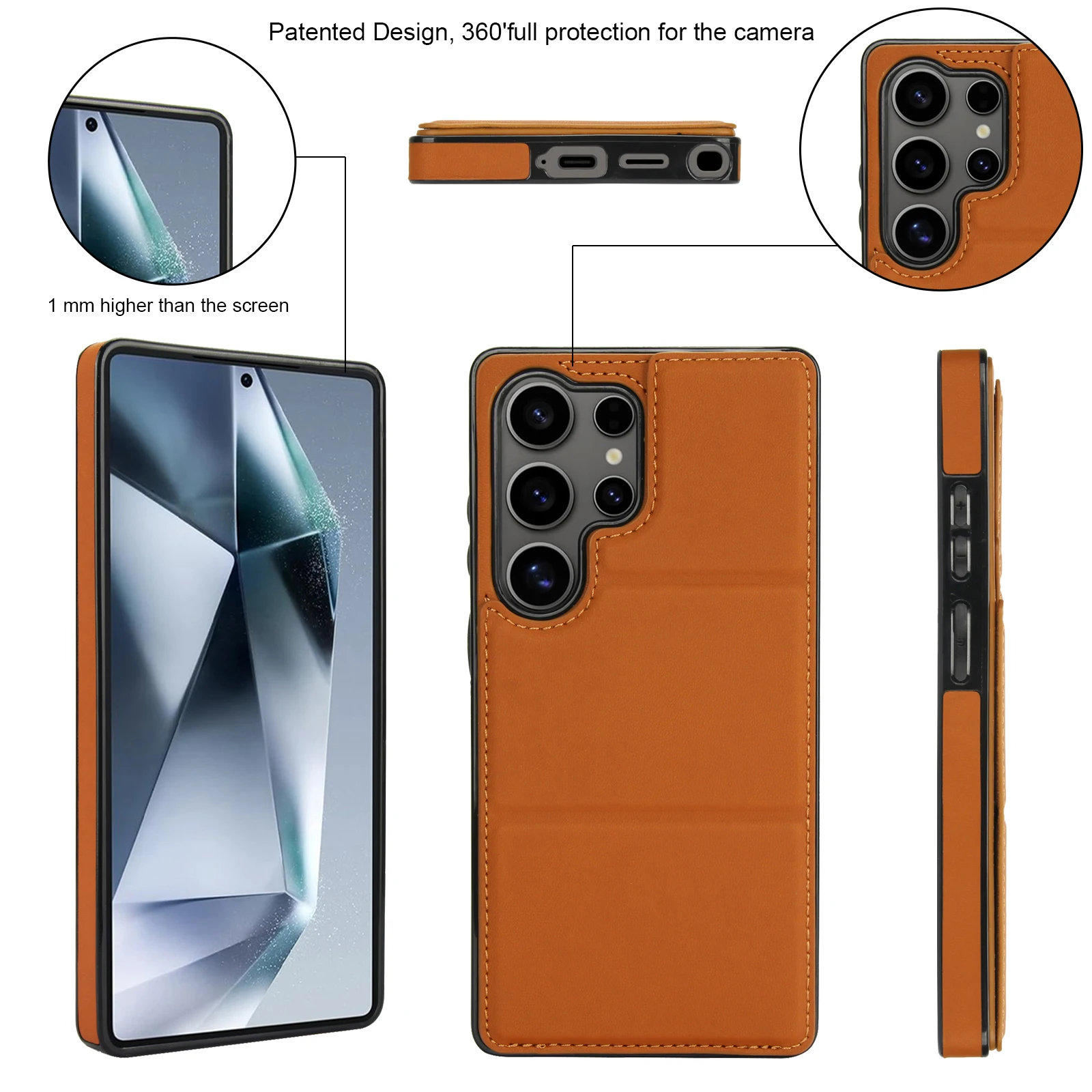 Dreifache Kickstand-Kartensteckplatz-Ledertasche für Samsung Galaxy S25 S24 S23 Ultra S22 Plus S21 S20 FE magnetische stoßfeste Abdeckung