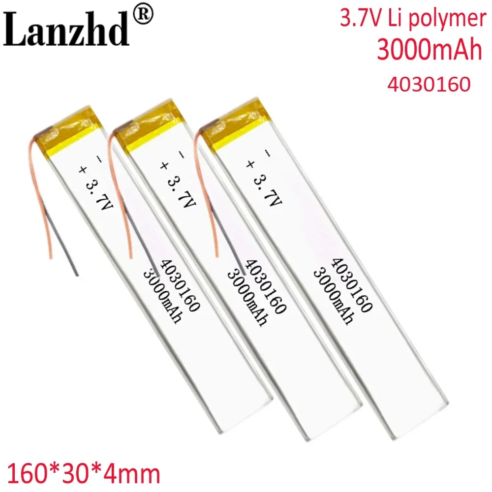 3.7V 3000mAh Lithium Polymer Li ion lipo Battery For DVD E-books phone power bank Tablet PC laptop 160*30*4mm 4025160