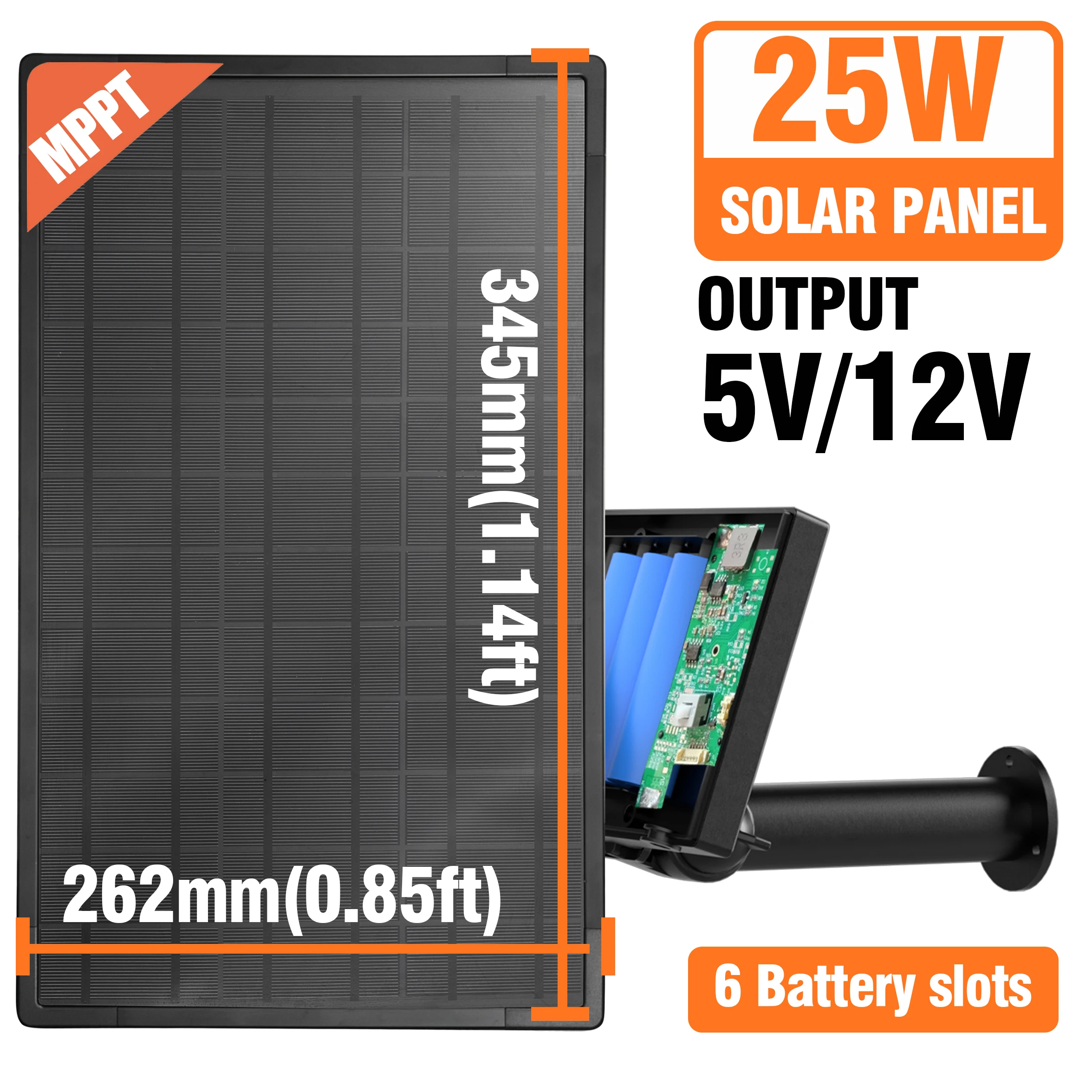 Home Security Battery Replacement - 25W Solarpanel MPPT-Lademodul 5V 12V, 18650