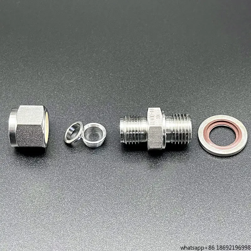 1/2 Cartridge Through Fitting Stainless Steel Through Straight Pipe External Thread 1/4GRS Cartridge Fitting with Sealing Gasket