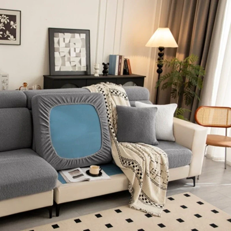 Thickened Teddy Fleece Sofa Cover Protector Non-Slip Luxury Soft Fleece Sofa Slipcover Universal Stretchable Fleece Couch Cover