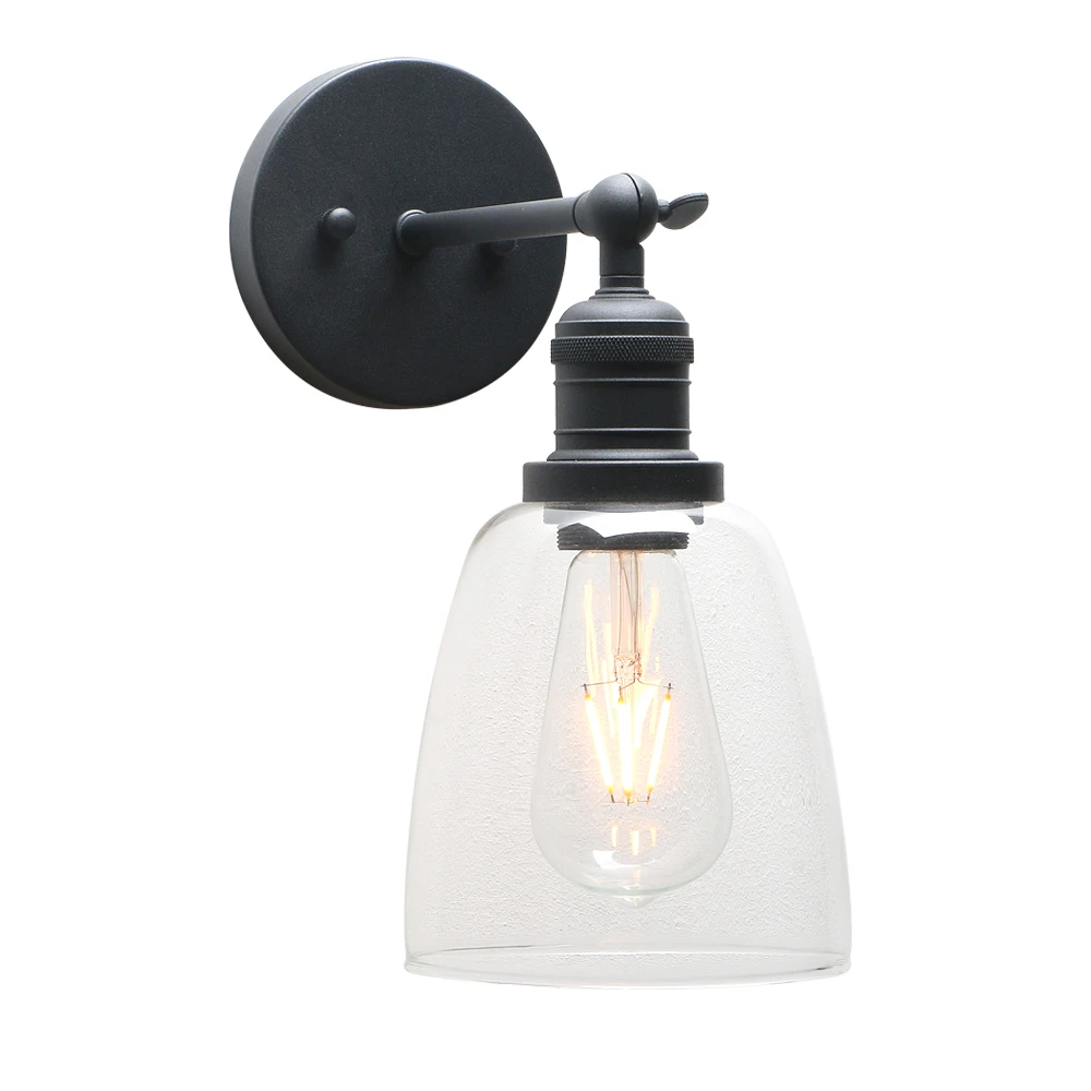 Phansthy Industrial Vintage Single Sconce with Oval Cone Clear Glass Shade 1-Light Wall Sconce Wall Lamp