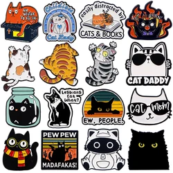 Cute Black Cat Enamel Pin Funny Quotes Brooches Lapel Pins Badges on Backpack Clothes Accessories Animal Jewelry Friends Gifts