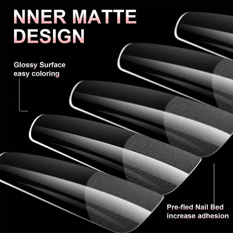 .100Pcs Soft Gel False Nail Tips Short Square Coffin Almond Artificial Press On Fake Nails Extension Manicure Tools