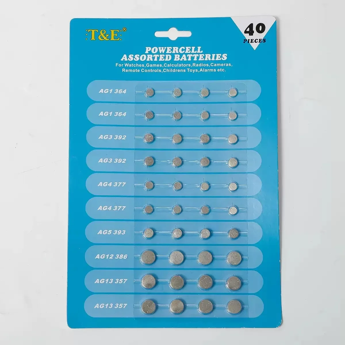 for toy 40PCS/card AG13 LR44 L AG1 AG3 AG4 AG5 AG12 SR44 Button Batteries A76 LR1154 GP7 Cell Coin