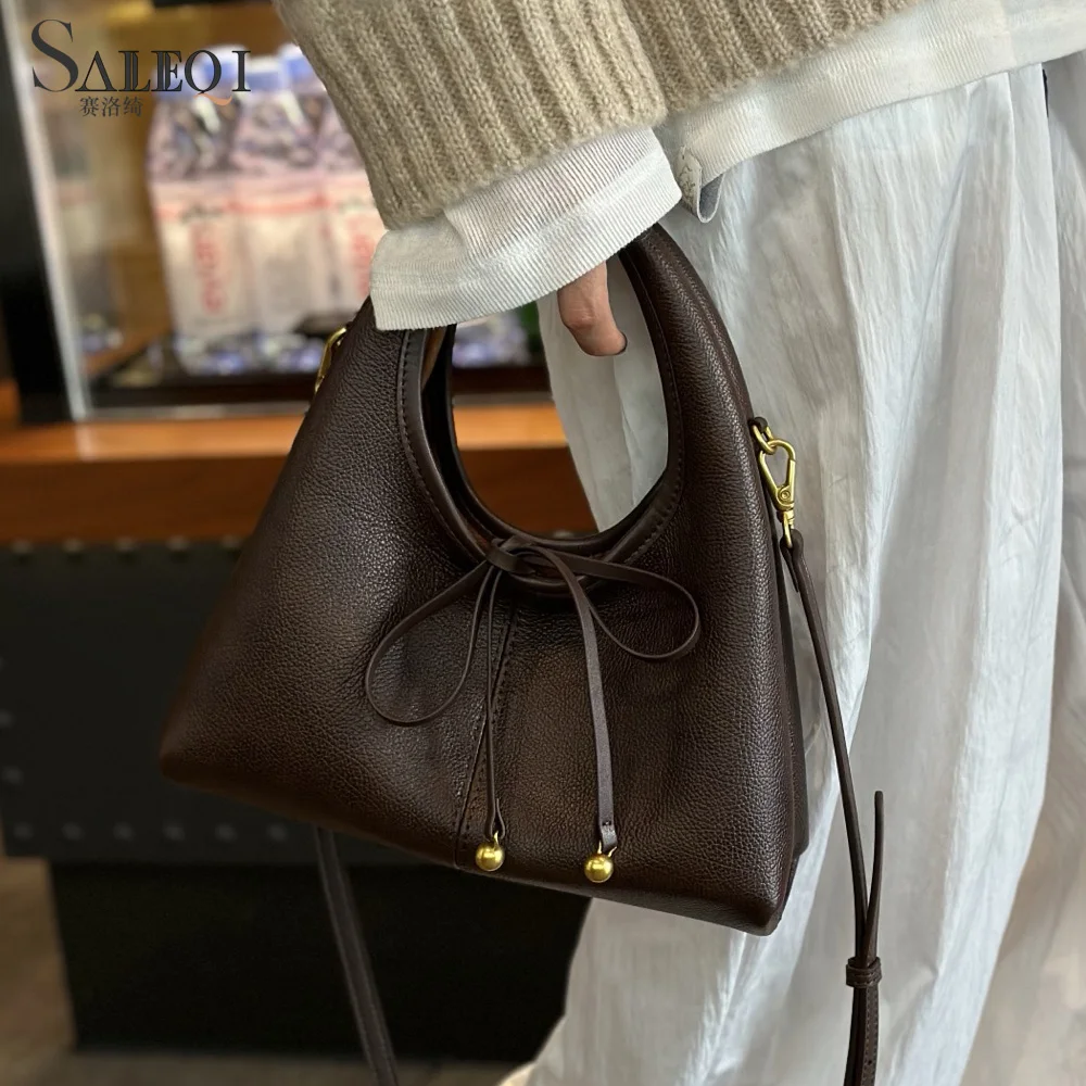 

Genuine Grade Cow Leather Women's Shoulder Crossbody Bags Luxury Designer Brand Soft Cowhide Female Underarm Tote for Woman New