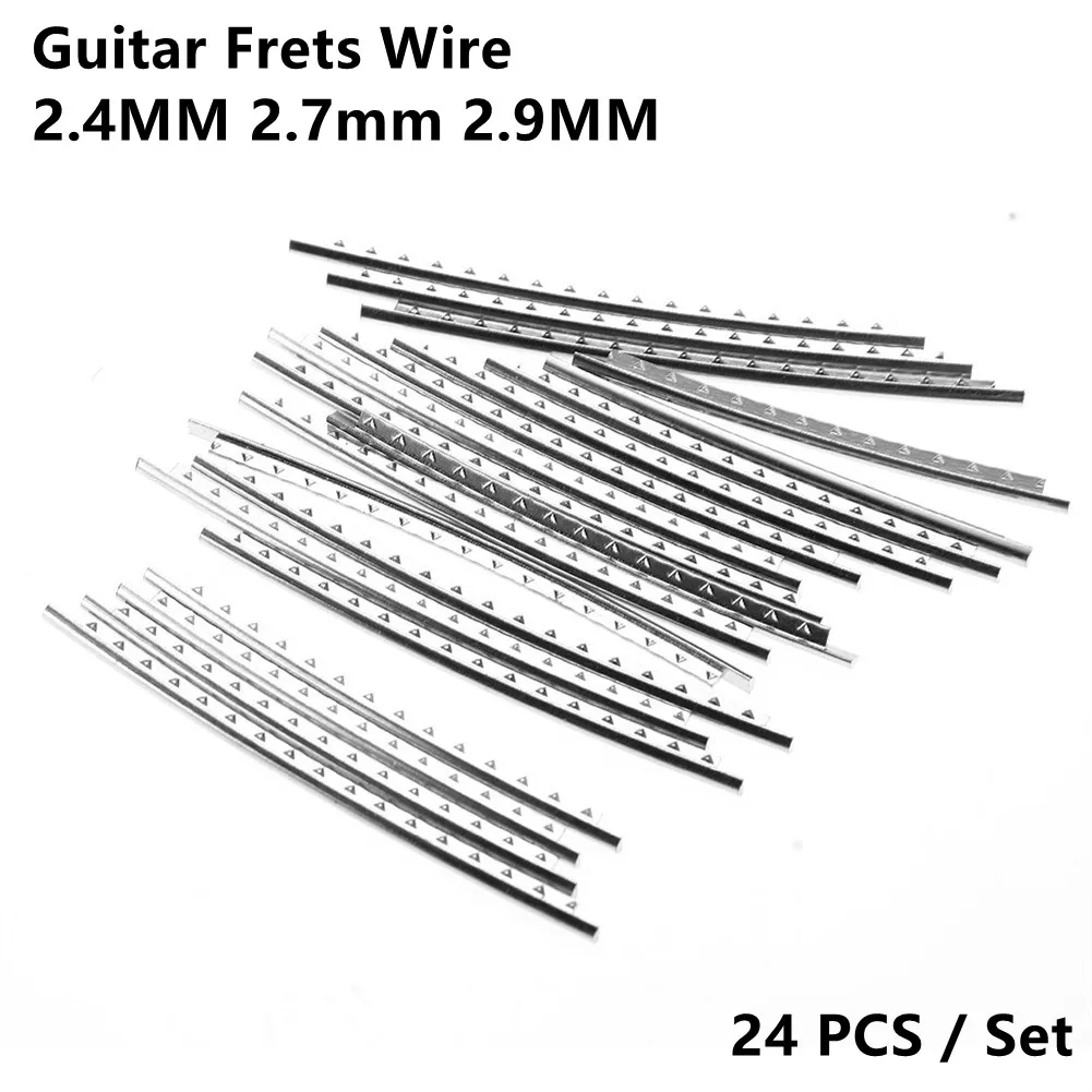 Trastes de diapasón de 24 piezas para guitarra eléctrica, alambre de trastes de níquel de acero inoxidable, Material de reparación de 2,4/2,7/2,9 MM, accesorios para guitarra