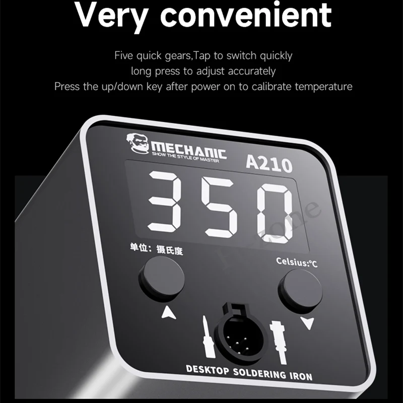 Imagem -03 - Mecânico Desktop Ferro de Solda Inteligente Led Grande Display Núcleo de Aquecimento Proteção contra Curto-circuito Estação de Solda A210 C210