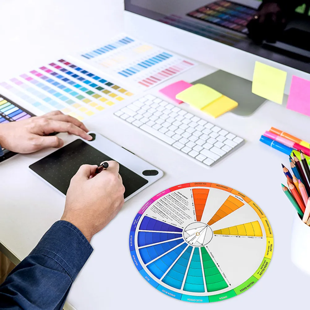 2Pcs Gradient Color Wheel Art Learning Tool Compact Lightweight Painting Drawing Color Mixing Chart Teaching Tool
