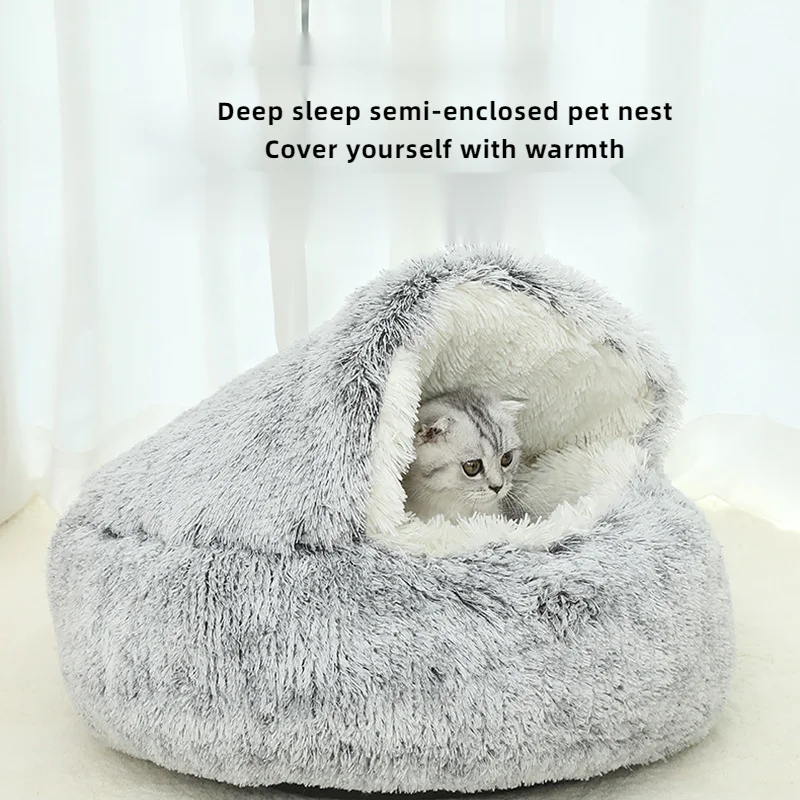 Winter Warm Shell Semi Enclosed Cat dog cage Nests Mat pet shop Supplies bed for cat house kennels & pens puppy fleece blanket