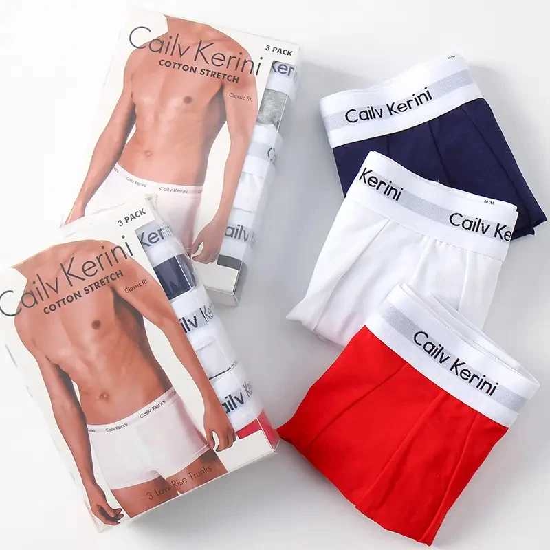 3Pcs/Lot Plus Size S-2XL Cotton Underwear Men Boxer Shorts Calzoncillos Hombre Comfortable Boxers Sports Underpants Panties Sets